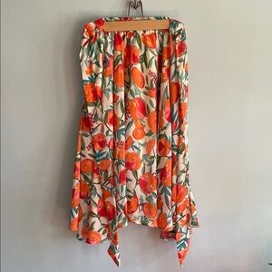 Orange Floral High-Low Skirt - Cream & Orange